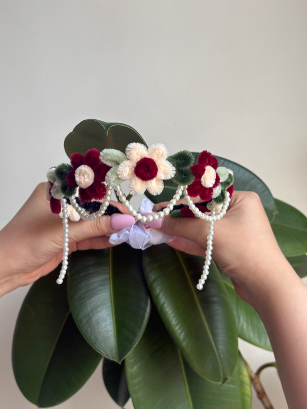 هدبند مرواریدی دستساز با پاپیون قابل تنظیم | اکسسوری خاص مو